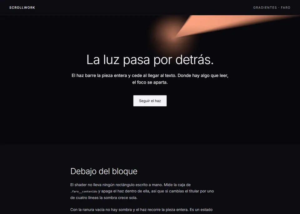 Faro — Haz radial que barre desde un punto que sigue al ratón.